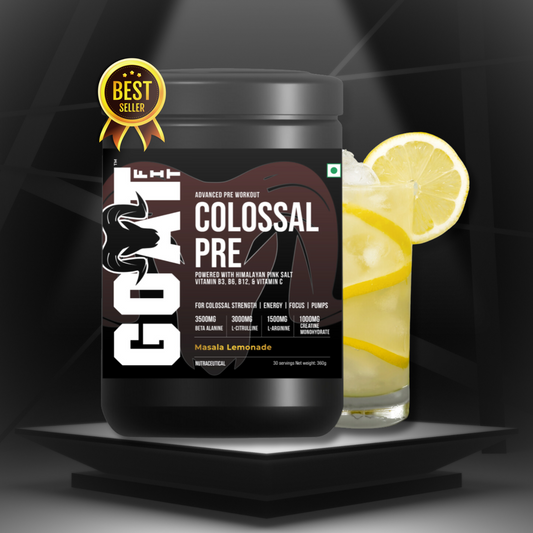 Colossal Pre - Masala Lemonade | Advanced Pre Workout for Colossal Strength, Energy, Focus and Pumps | 30/60 servings - 360gms