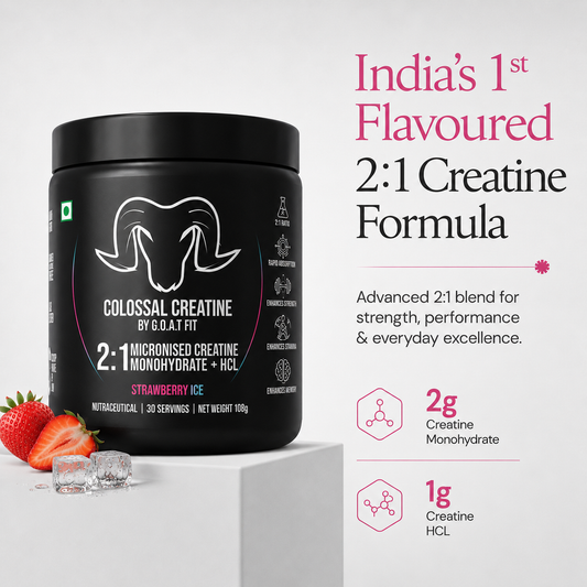 Colossal Creatine – 2:1 Formula - 2g Monohydrate + 1g HCl | Strawberry Ice| 108gm