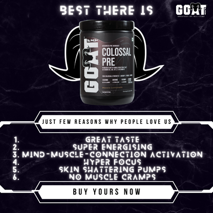 G.O.A.T Fit Colossal Pre - Masala Lemonade | 360gms | For Colossal Strength, Pumps, Focus and Endurance