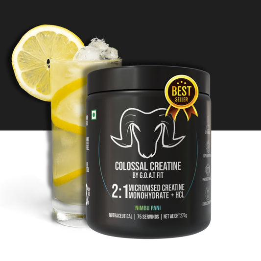 Colossal Creatine – 2:1 Formula - 2g Monohydrate + 1g HCl | Nimbu Pani | 270gm