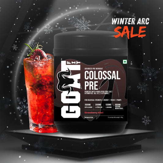 Colossal Pre - Strawberry Kiwi | Advanced Pre Workout for Colossal Strength, Energy, Focus and Pumps | 15/30 Servings - 180gms