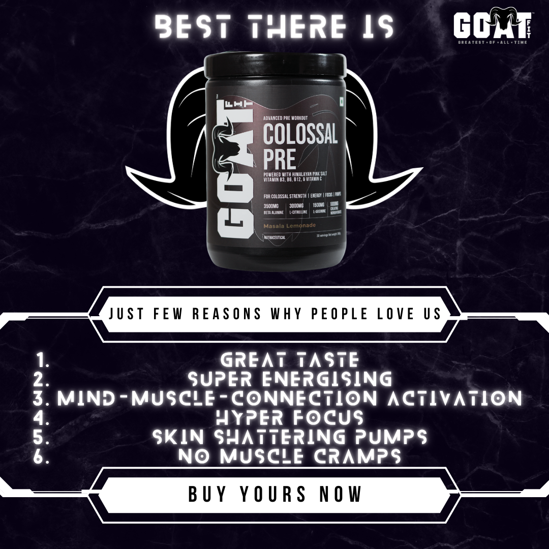 G.O.A.T Fit Colossal Pre - Spicy Guava | 180gms | For Colossal Strength, Pumps, Focus and Endurance