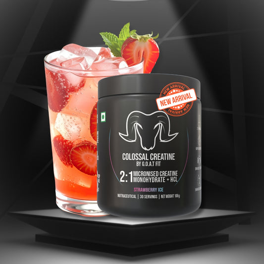 G.O.A.T Fit Colossal Creatine – 2:1 Formula - 2g Monohydrate + 1g HCl | 3g of Pure & Micronized Creatine for High Bioavailability and Fast Absorb, Muscle & Strength Formula | Strawberry Ice| 108gm