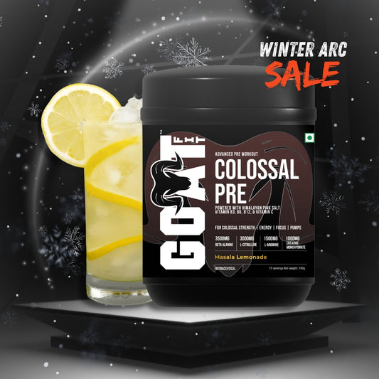 Colossal Pre - Masala Lemonade | Advanced Pre Workout for Colossal Strength, Energy, Focus and Pumps | 15/30 Servings - 180gms