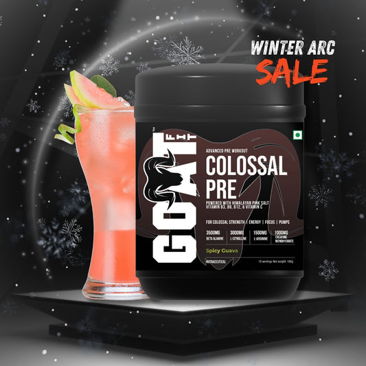 Colossal Pre - Spicy Guava | Advanced Pre Workout for Colossal Strength, Energy, Focus and Pumps | 15/30 Servings - 180gms