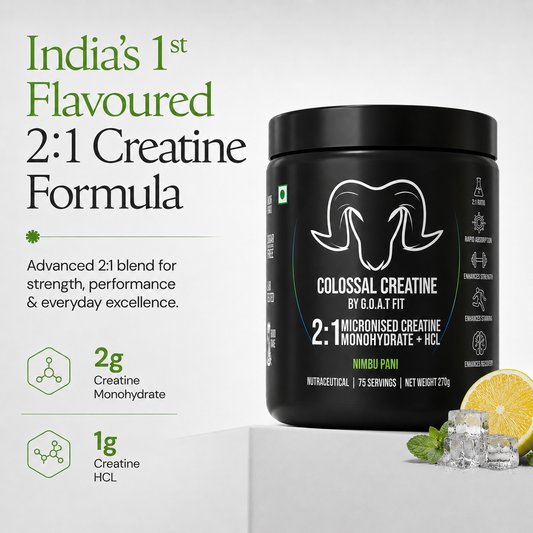 Colossal Creatine – 2:1 Formula - 2g Monohydrate + 1g HCl | Nimbu Pani | 270gm