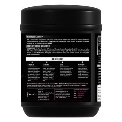 G.O.A.T Fit | 100% Pure Micronized Creatine Monohydrate | 250gms | Unflavoured