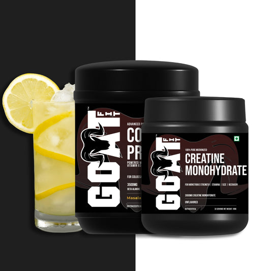 Colossal Combo | Colossal Pre Masala Lemonade 180gm Pre Workout  + 100% Pure and Micronised Unflavoured Creatine 100gm