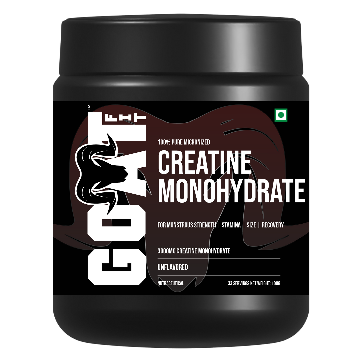 G.O.A.T Fit | 100% Pure Micronized Creatine Monohydrate | 100gms | Unflavoured