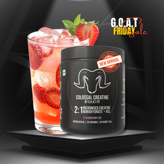G.O.A.T Fit Colossal Creatine – 2:1 Formula - 2g Monohydrate + 1g HCl | 3g of Pure & Micronized Creatine for High Bioavailability and Fast Absorb, Muscle & Strength Formula | Strawberry Ice| 108gm