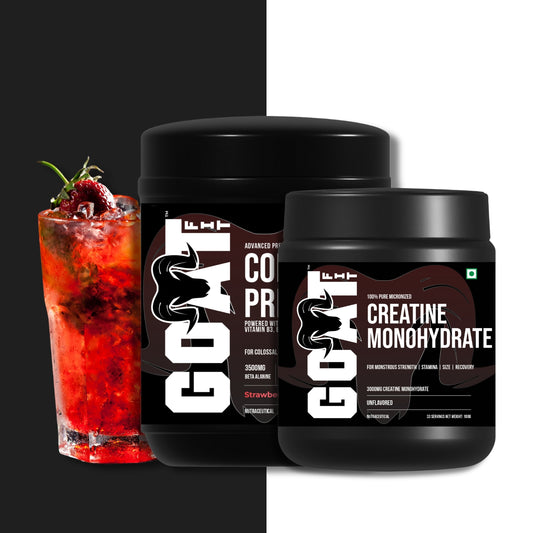 Colossal Combo | Colossal Pre Strawberry Kiwi 180gm Pre Workout  + 100% Pure and Micronised Unflavoured Creatine 100gm