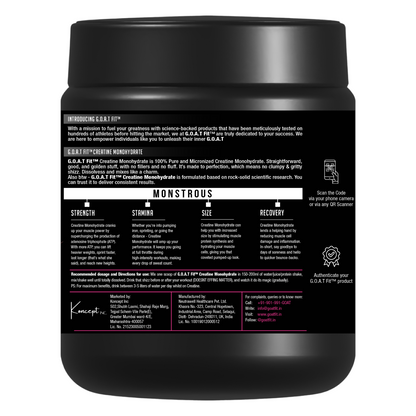 G.O.A.T Fit | 100% Pure Micronized Creatine Monohydrate | 100gms | Unflavoured