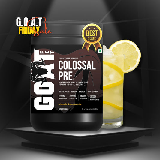 Colossal Pre - Masala Lemonade | Advanced Pre Workout for Colossal Strength, Energy, Focus and Pumps | 30/60 servings - 360gms