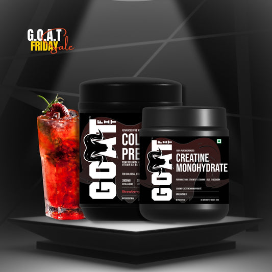 Colossal Combo | Colossal Pre Strawberry Kiwi 180gm Pre Workout  + 100% Pure and Micronised Unflavoured Creatine 100gm