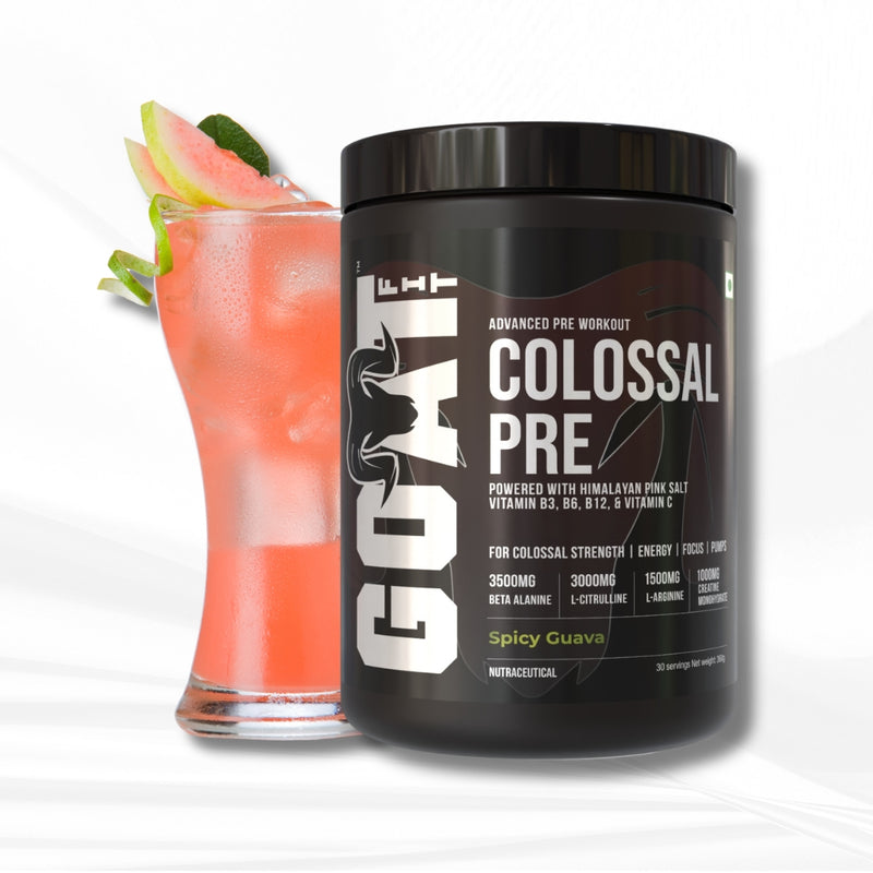 Colossal Pre - Spicy Guava | Advanced Pre Workout for Colossal Strength, Energy, Focus and Pumps | 30/60 servings - 360gms