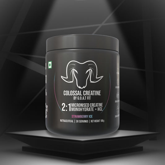 G.O.A.T Fit Colossal Creatine – 2:1 Formula - 2g Monohydrate + 1g HCl | 3g of Pure & Micronized Creatine for High Bioavailability and Fast Absorb, Muscle & Strength Formula | Strawberry Ice| 108gm