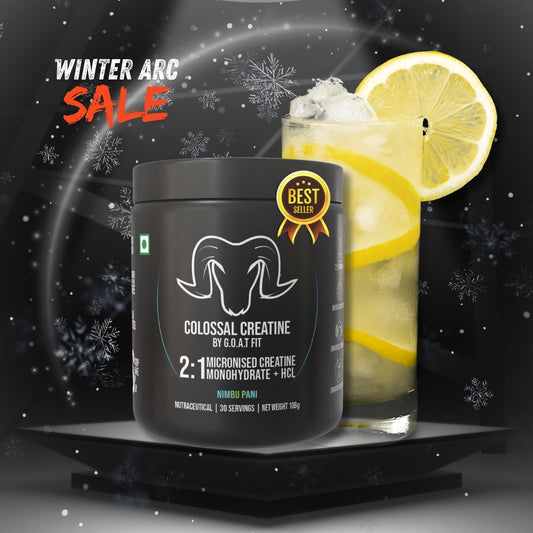 G.O.A.T Fit Colossal Creatine – 2:1 Formula - 2g Monohydrate + 1g HCl | 3g of Pure & Micronized Creatine for High Bioavailability and Fast Absorb, Muscle & Strength Formula | Nimbu Pani | 108gm