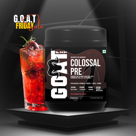 Colossal Pre - Strawberry Kiwi | Advanced Pre Workout for Colossal Strength, Energy, Focus and Pumps | 15/30 Servings - 180gms