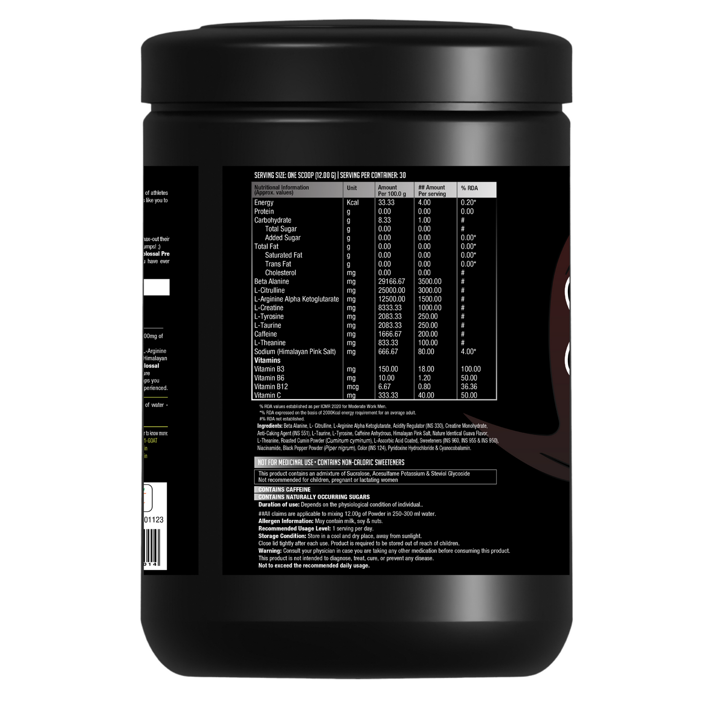 G.O.A.T Fit Colossal Combo with Free Shaker | Colossal Pre + Creatine Monohydrate + Free Protein Shaker | Spicy Guava Pre Workout 360gm + Unflavored Creatine 250gm