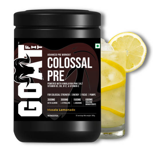 G.O.A.T Fit Colossal Pre - Masala Lemonade | 360gms | For Colossal Strength, Pumps, Focus and Endurance