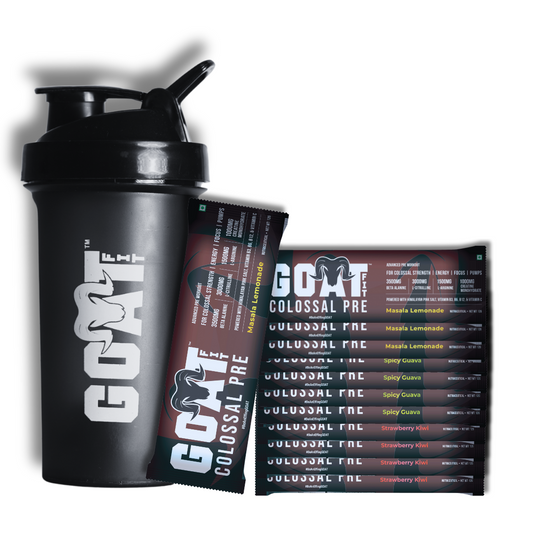 G.O.A.T Fit Colossal Assortment | All Flavors Preworkout Sachets with Free Shaker (Black/White)