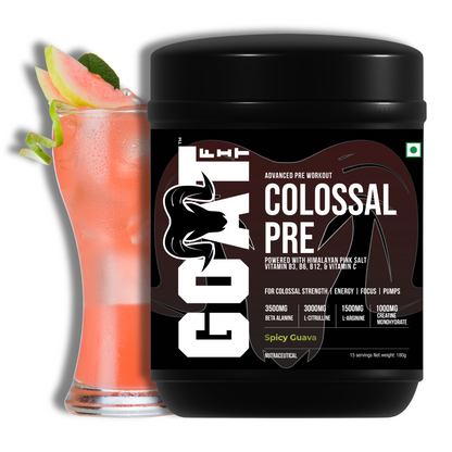 G.O.A.T Fit Colossal Pre - Spicy Guava | 180gms | For Colossal Strength, Pumps, Focus and Endurance